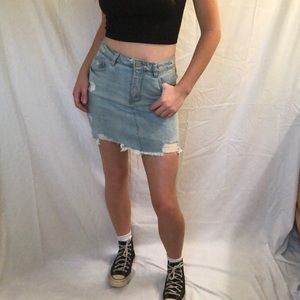 light denim torn refuge skirt